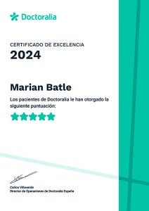 Certificado Excelencia Marian Batle 2024